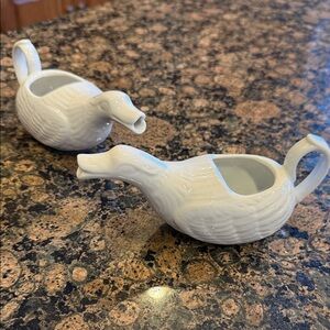 Pier 1 White Duck-Shaped Ceramic Creamer Pair